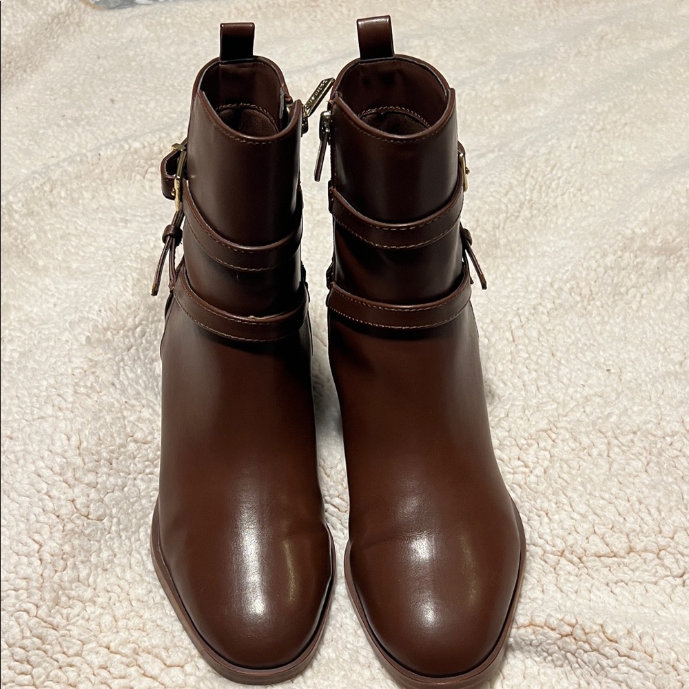 Calvin Klein Women's Jasen Buckle Strap Block Heel Booties